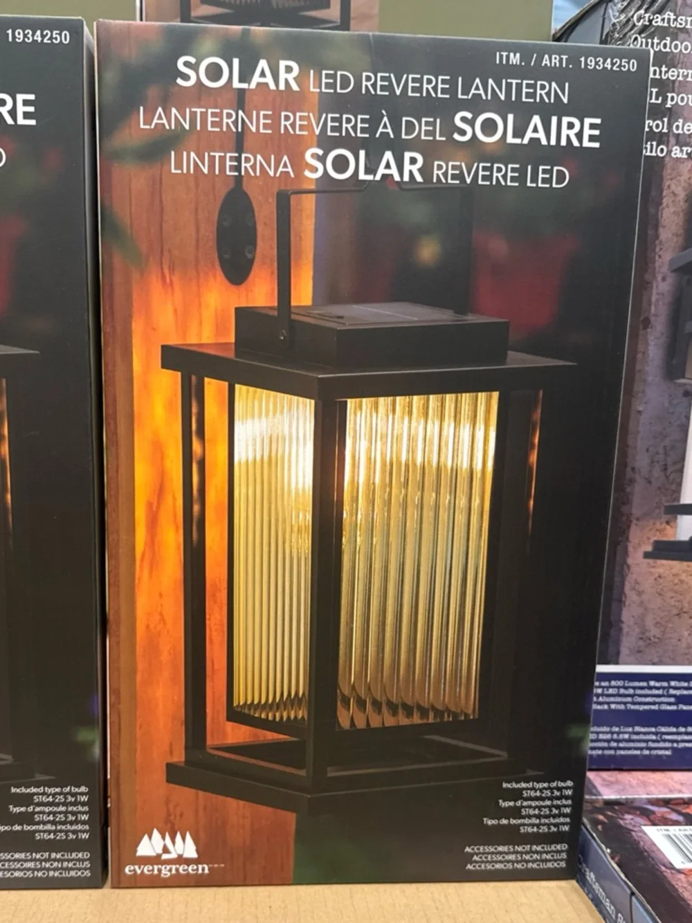 Evergreen Solar LED Revere Lantern in Black with Warm Gold Panels